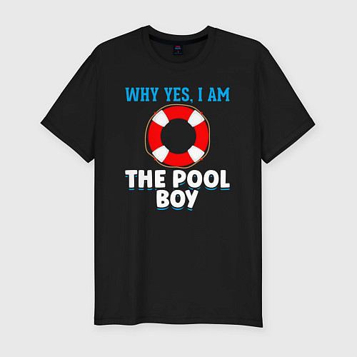 Мужская slim-футболка Я мальчик в бассейне / Черный – фото 1