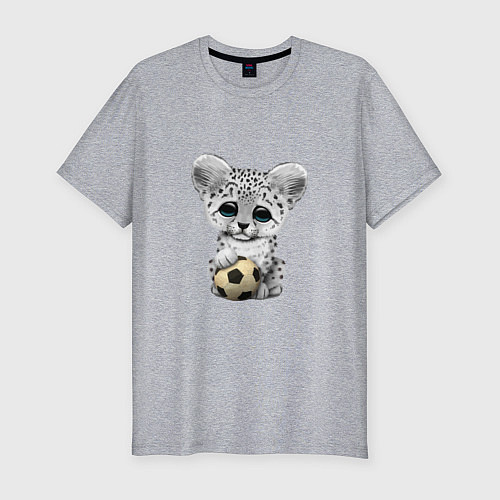 Мужская slim-футболка Футбол - Снежный Леопард / Меланж – фото 1