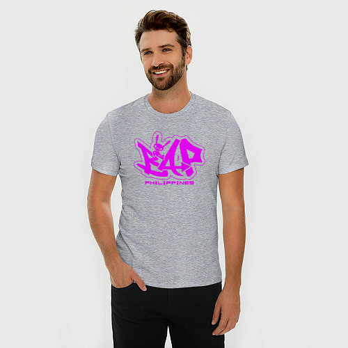 Мужская slim-футболка Эмблема группы bap / Меланж – фото 3