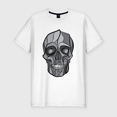 Мужская slim-футболка Серый череп / Белый – фото 1