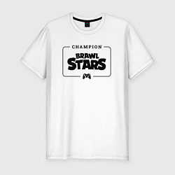 Футболка slim-fit Brawl Stars gaming champion: рамка с лого и джойст, цвет: белый