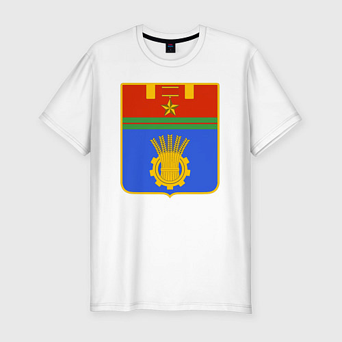 Мужская slim-футболка Герб Волгограда / Белый – фото 1