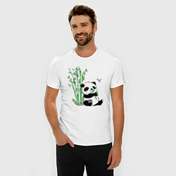Футболка slim-fit Панда бамбук и стрекоза, цвет: белый — фото 2