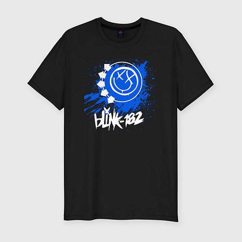Мужская slim-футболка Blink 182 - клякса краски / Черный – фото 1