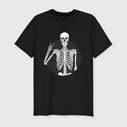 Мужская slim-футболка Скелет с жестом Виктория