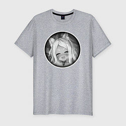 Мужская slim-футболка Ахегао девушка с ушками