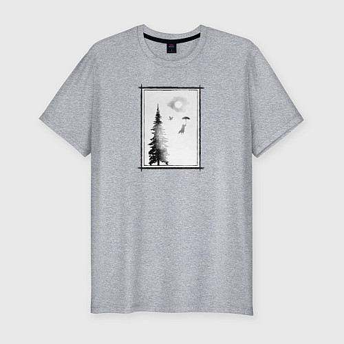 Мужская slim-футболка Лисье путешествие / Меланж – фото 1