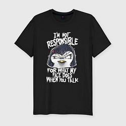 Мужская slim-футболка Психованный пингвин