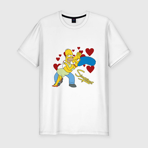 Мужская slim-футболка Гомер и Мардж Симпсон / Белый – фото 1