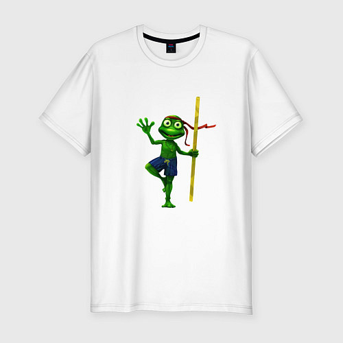 Мужская slim-футболка Лягушонок мастер боевых искусств / Белый – фото 1
