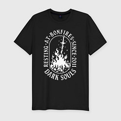 Футболка slim-fit Dark Souls костер, цвет: черный