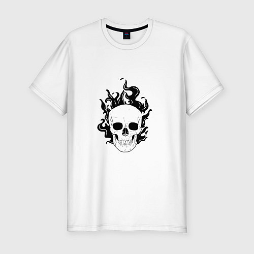 Мужская slim-футболка Череп в пламени / Белый – фото 1