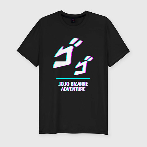 Мужская slim-футболка Символ JoJo Bizarre Adventure в стиле glitch / Черный – фото 1