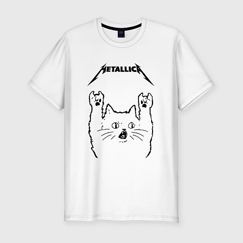 Мужская slim-футболка Metallica - rock cat / Белый – фото 1