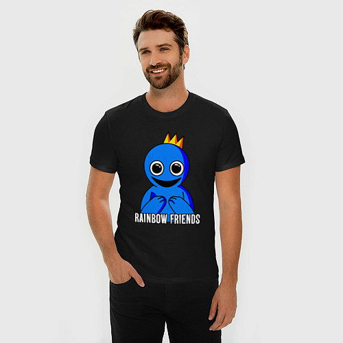 Мужская slim-футболка Синий с короной / Черный – фото 3