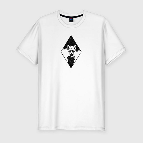 Мужская slim-футболка Лиса и звёзды / Белый – фото 1