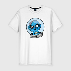 Мужская slim-футболка Череп инопланетянина