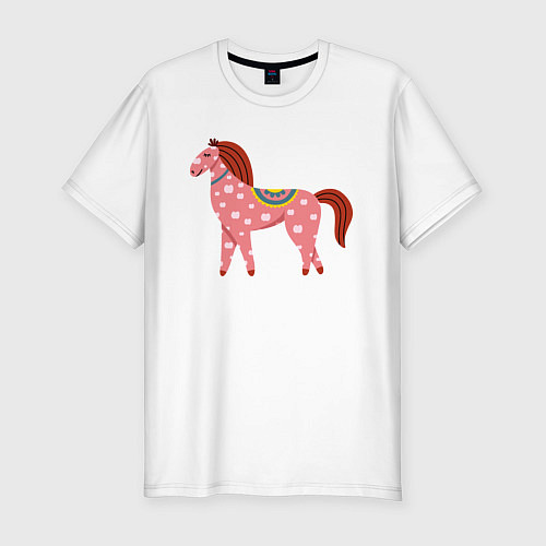 Мужская slim-футболка Красочная лошадка / Белый – фото 1