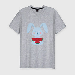 Мужская slim-футболка Кролик с арбузом
