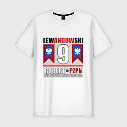 Мужская slim-футболка Роберт Левандовски сборная Польши