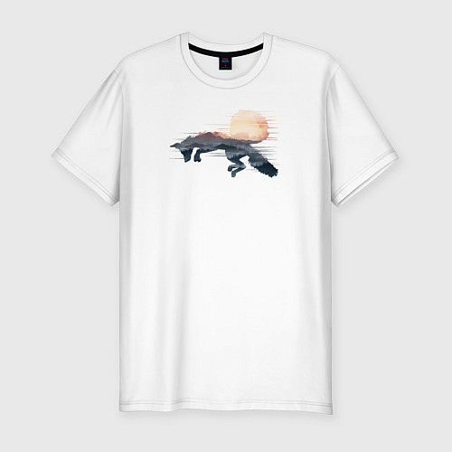 Мужская slim-футболка Прыгающая Лисичка / Белый – фото 1