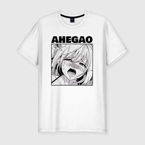 Мужская slim-футболка Ахегао рисунок / Белый – фото 1