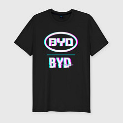 Мужская slim-футболка Значок BYD в стиле glitch