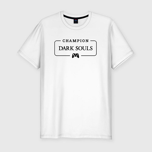 Мужская slim-футболка Dark Souls gaming champion: рамка с лого и джойсти / Белый – фото 1