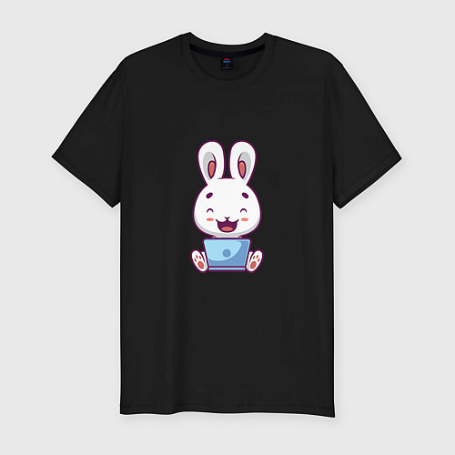 Мужская slim-футболка Весёлый кролик / Черный – фото 1