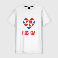Футболка slim-fit Россия в моём сердце, цвет: белый