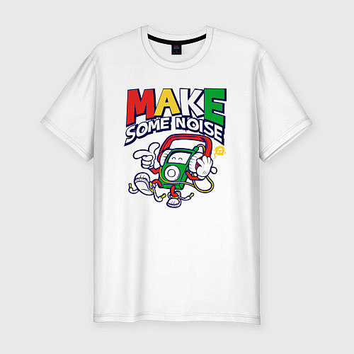 Мужская slim-футболка Плеер с наушниками / Белый – фото 1