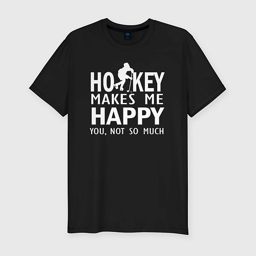 Мужская slim-футболка Хоккей делает меня счастливым - ты не очень / Черный – фото 1