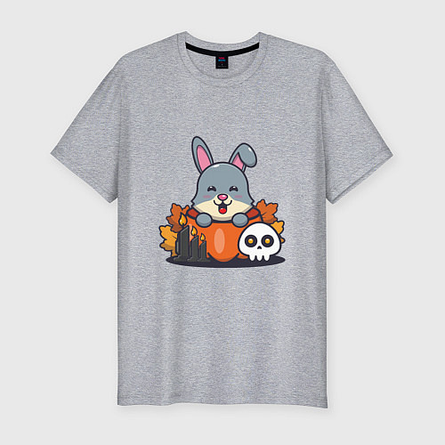 Мужская slim-футболка Rabbit halloween / Меланж – фото 1