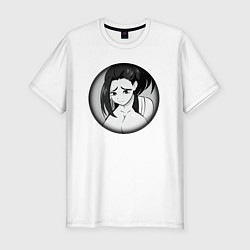 Мужская slim-футболка Ахегао девушка с формами