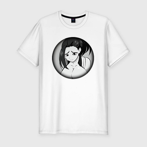 Мужская slim-футболка Ахегао девушка с формами / Белый – фото 1