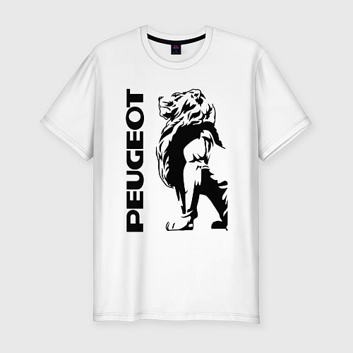 Мужская slim-футболка Peugeot лев / Белый – фото 1
