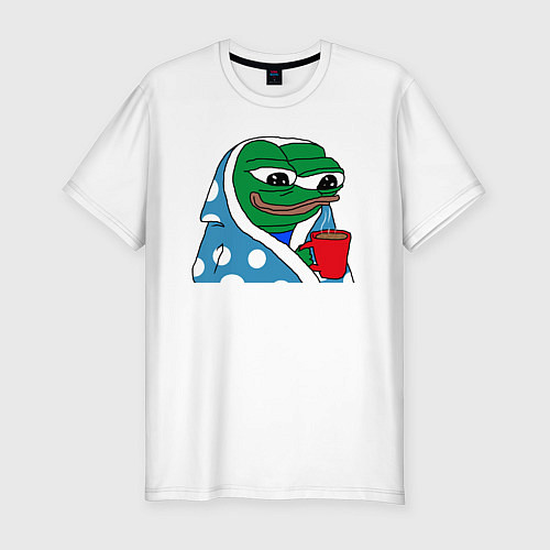 Мужская slim-футболка Frog Pepe мем / Белый – фото 1