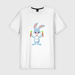 Футболка slim-fit Кролик с морковками, цвет: белый