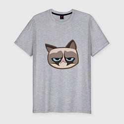 Мужская slim-футболка Мем недовольный кот
