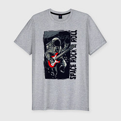 Мужская slim-футболка Космонавт с гитарой