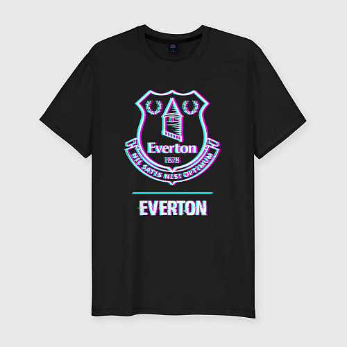 Мужская slim-футболка Everton FC в стиле glitch / Черный – фото 1