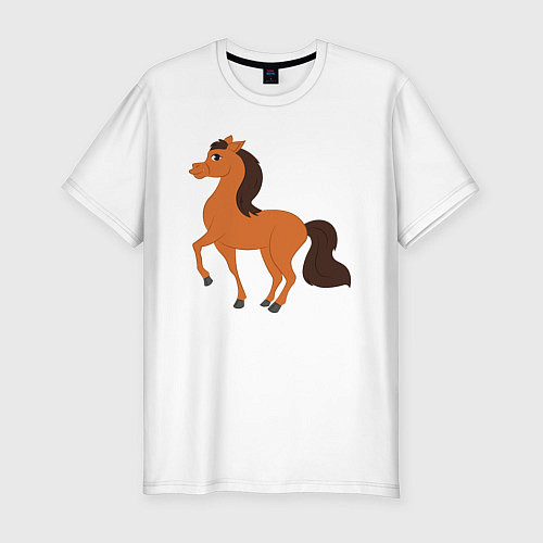 Мужская slim-футболка Конь / Белый – фото 1