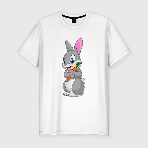 Мужская slim-футболка Кролик с морковкой / Белый – фото 1