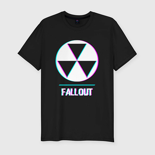 Мужская slim-футболка Fallout в стиле glitch и баги графики / Черный – фото 1