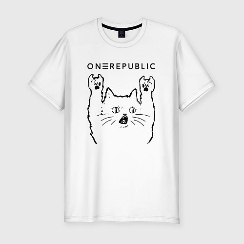 Мужская slim-футболка OneRepublic - rock cat / Белый – фото 1