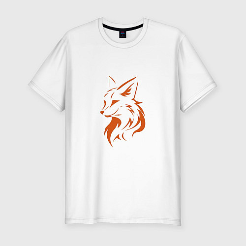 Мужская slim-футболка Голова лисы / Белый – фото 1