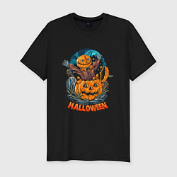 Футболка slim-fit Halloween Scarecrow, цвет: черный