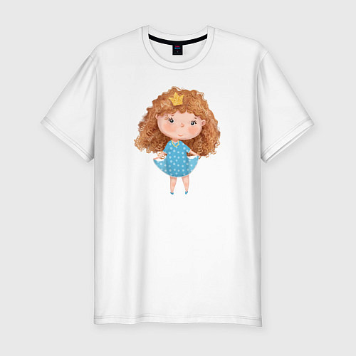 Мужская slim-футболка Милая принцесса с кудряшками / Белый – фото 1