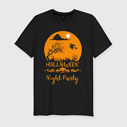 Футболка slim-fit Добро пожаловать на halloween night party, цвет: черный