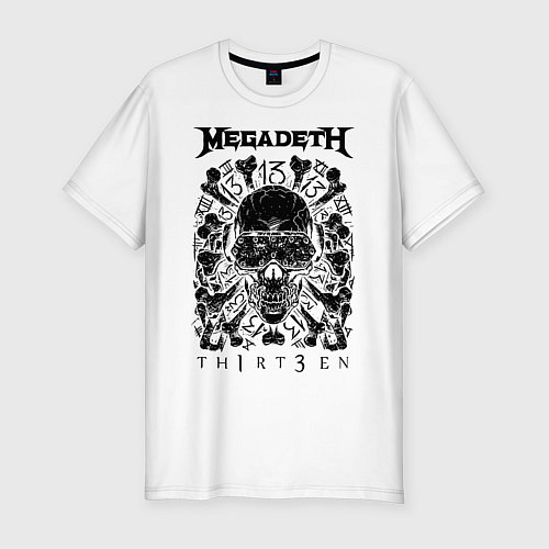 Мужская slim-футболка Megadeth Thirteen / Белый – фото 1